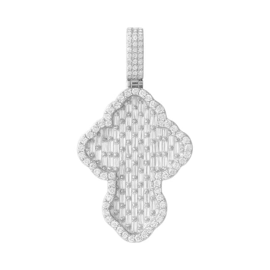 Allyanna Gifts - Women's Sterling Silver Baguette Cubic Zirconia Curved Cross Pendant