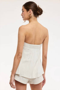 Sky To Moon - Luna Coast Strapless Striped Tie-Front Romper