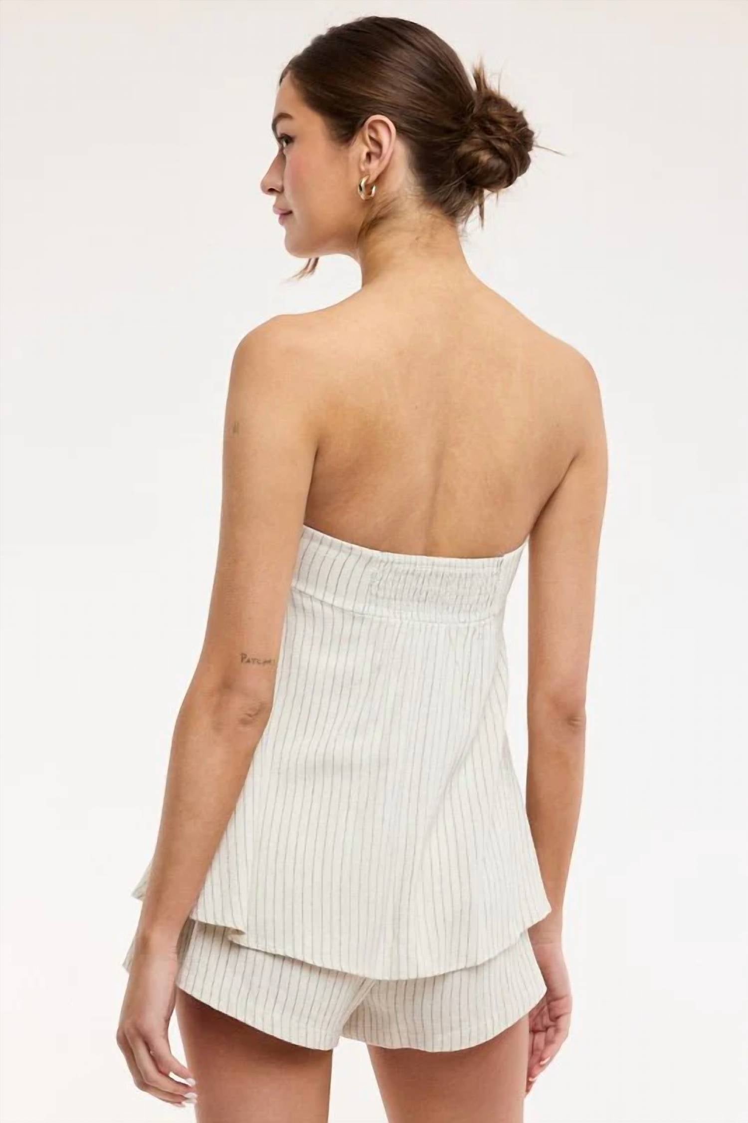 Sky To Moon - Luna Coast Strapless Striped Tie-Front Romper