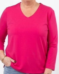 Multiples - 3/4 Sleeve V-neck Top