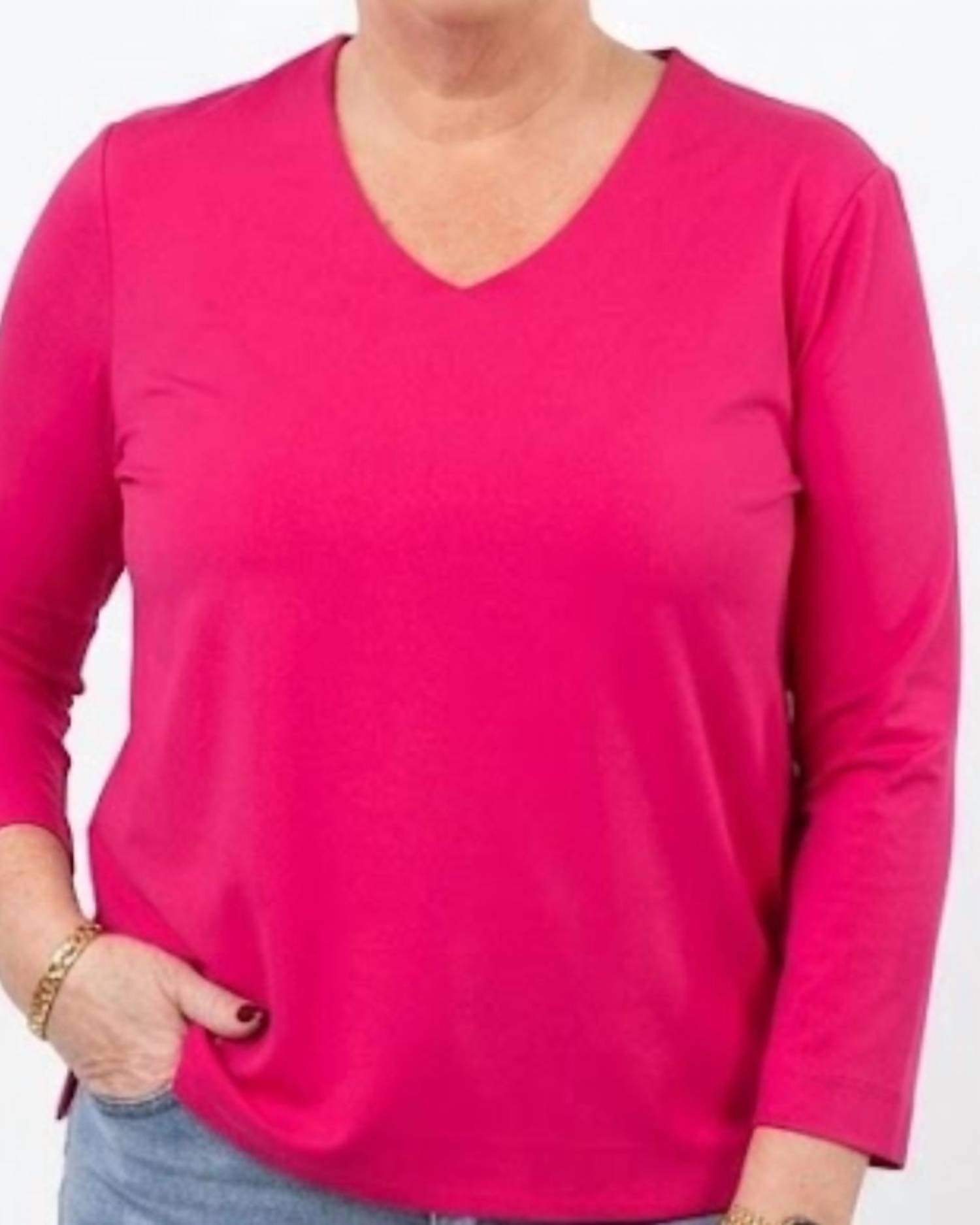 Multiples - 3/4 Sleeve V-neck Top