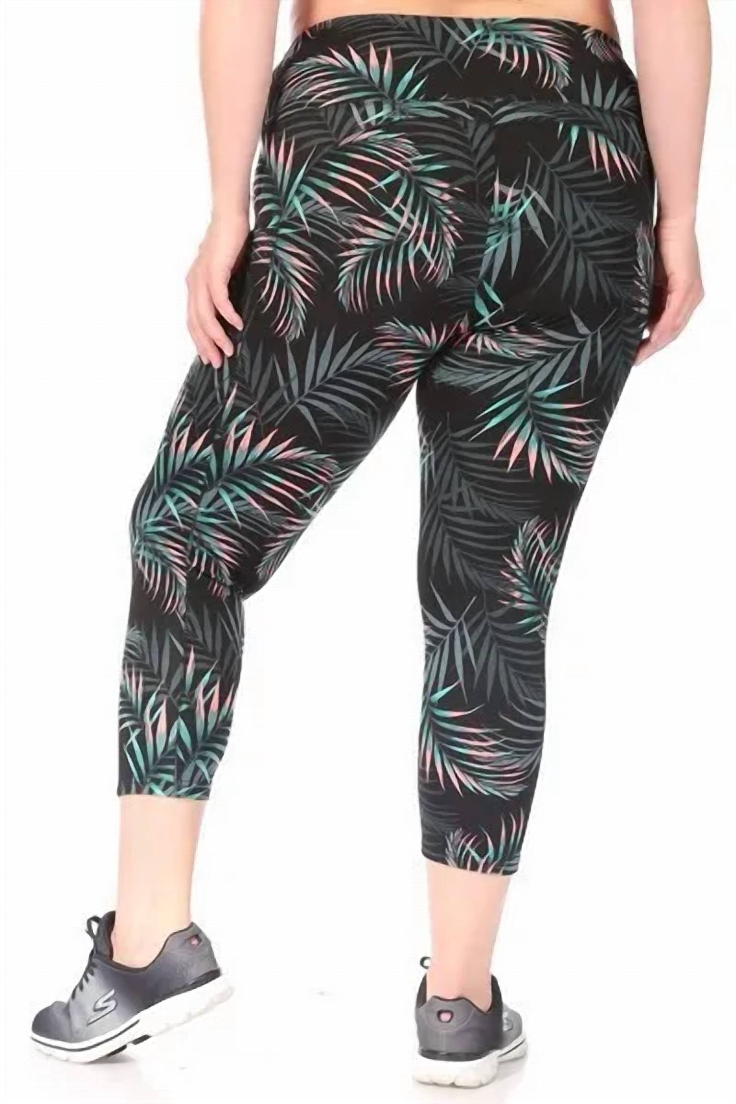 Shosho - Tropical Leaf Workout Capri Pant