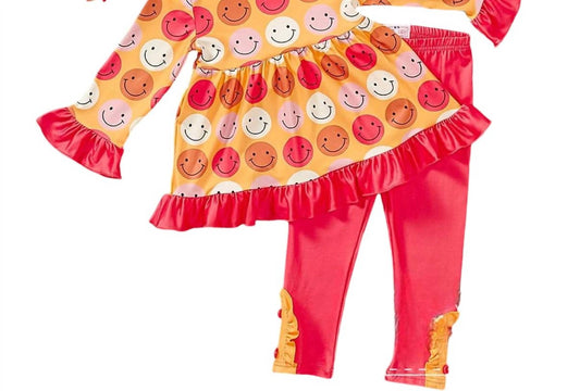 Pete + Lucy - Girls Smiley Face 2 PC Top and Pants Set