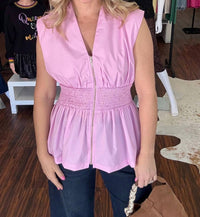 Entro - Peplum Hem Zip Up Top