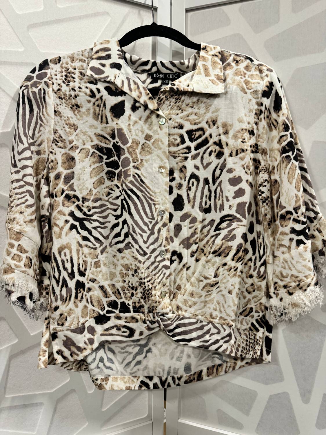 Boho Chic - Women's Bell Sleeve Animal Print Top