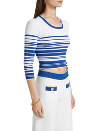 L'Agence - Yukio Striped Cropped Crewneck Top
