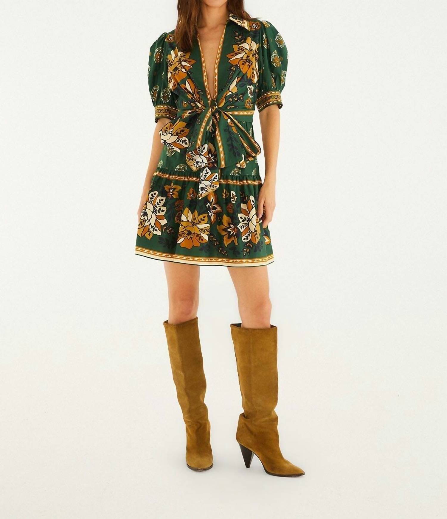FARM RIO AYLA MINI DRESS in green - women's dress - view 4