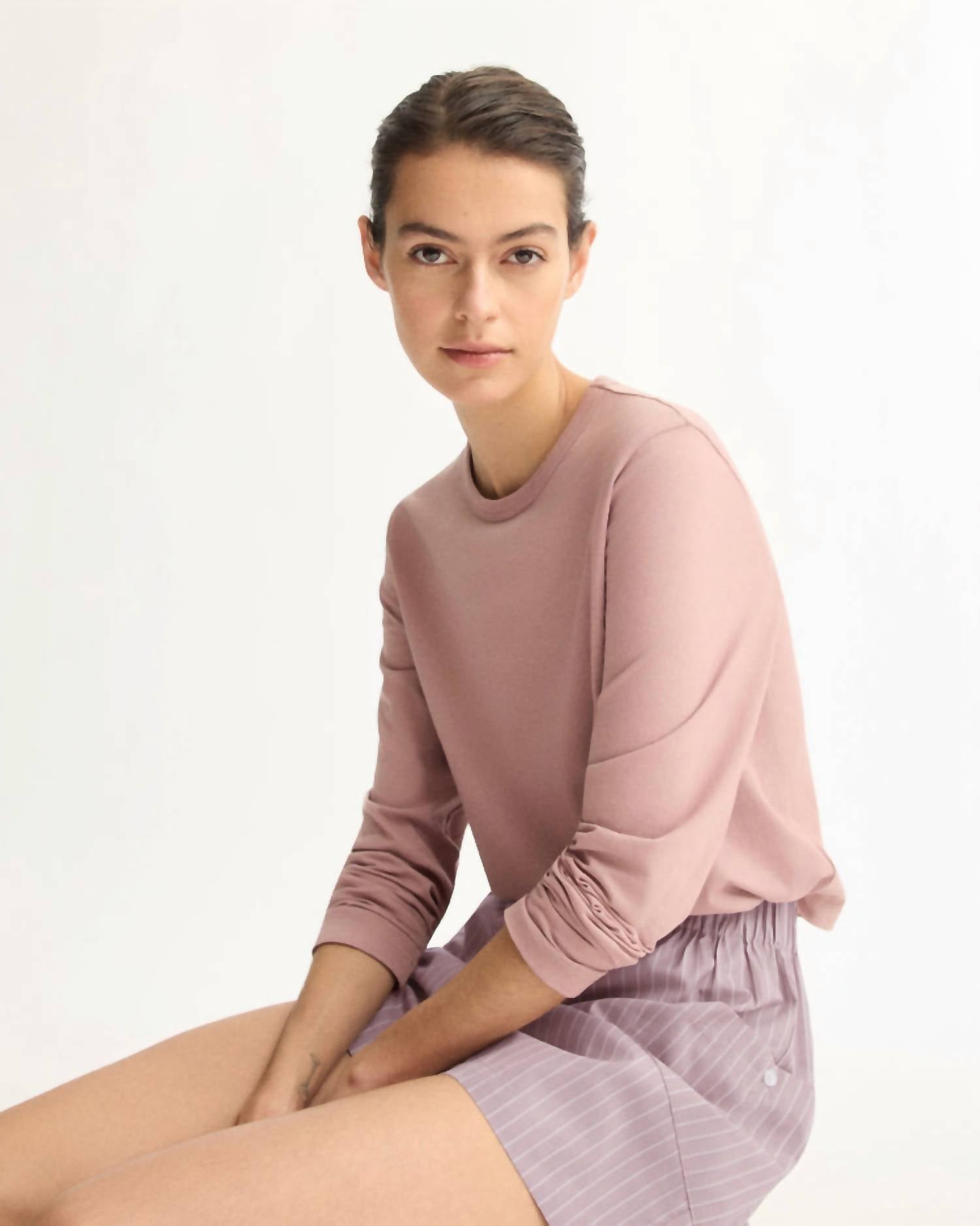 Arlo Mott Sullivan Long Sleeve Tee in dusty rose - women's long sleeve top - alternate view