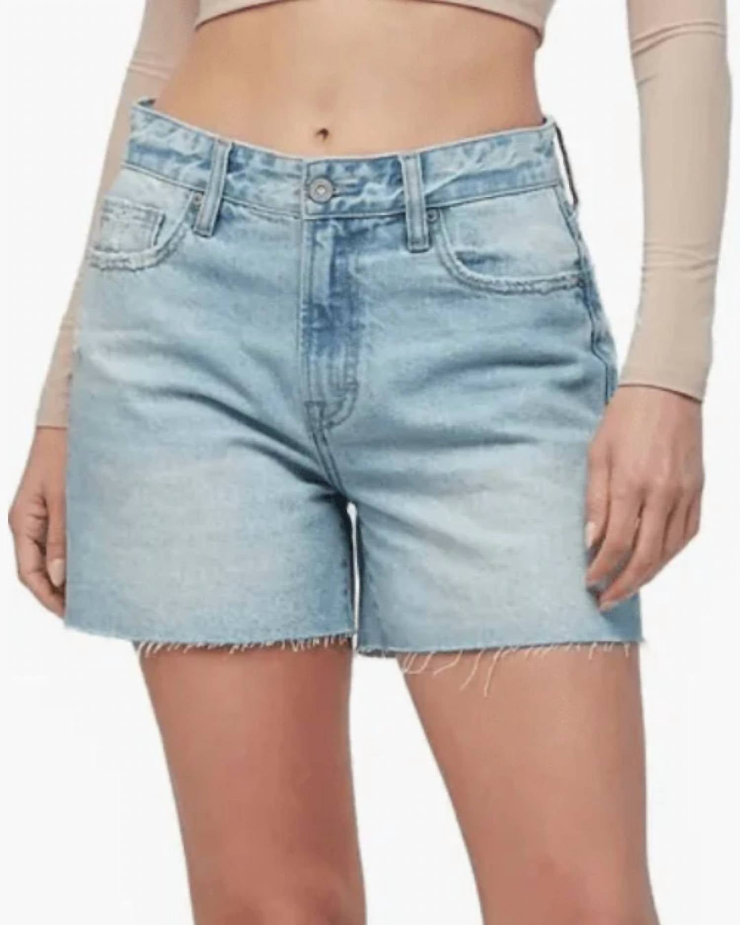 HIDDEN Riley High Rise Jean Shorts in blue - women's shorts - detail view