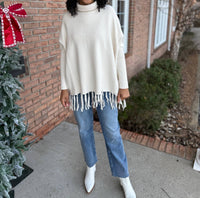 Apricot - Women's Fringe Poncho Jumper