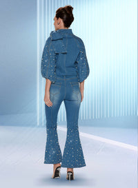Donna Vinci High Rise Flared Pants in blue - women's jeans - alternate view
