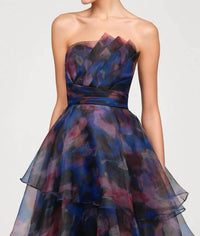 Theia - Seona Strapless Tierred Gown