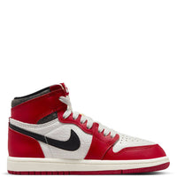 Air Jordan Preschool 1 Retro High Og Sneakers in red black white - kids' sneaker - detail view