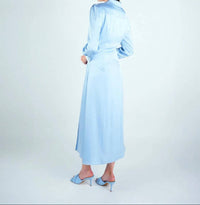 John Abgin - Satin Wrap Pearl Detail Maxi Dress