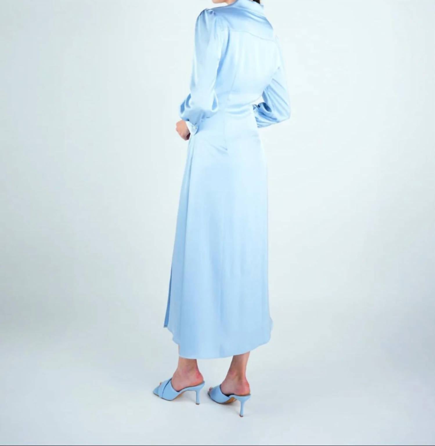 John Abgin - Satin Wrap Pearl Detail Maxi Dress