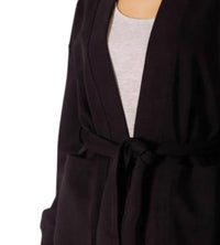 P.CILL Butter Modal Ribbed Contrast Robe in black - women's intimate - detail view