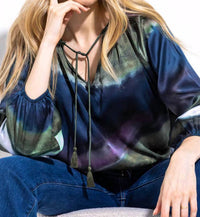 Go by Go Silk Either Way Tie Top in gouache vista - women's blouse - detail view