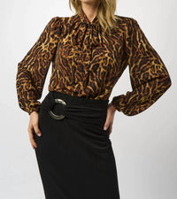 Joseph Ribkoff - Animal Print Georgette Puff Sleeves Top