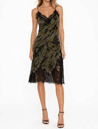 Gold Hawk Silk Coco Slip Dress in camo - women's dress
