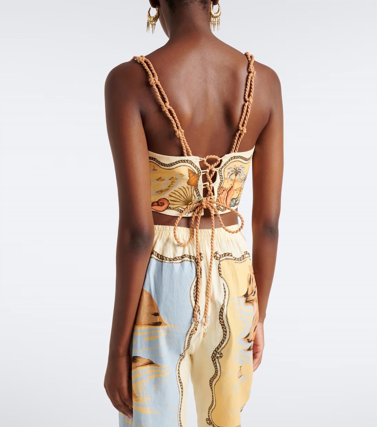 Farm Rio - Rio Souvenir Mixed Scarf Knot Strap Top
