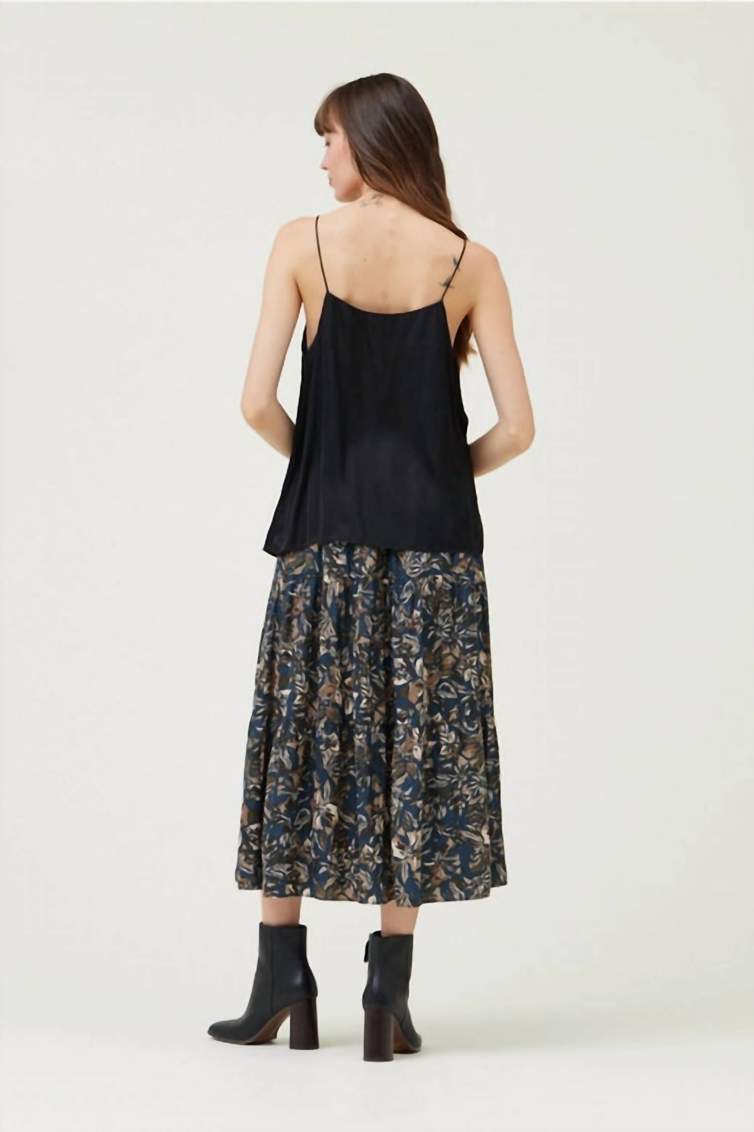 GRADE & GATHER Essential Satin Cami in black - women's shirt - alternate view