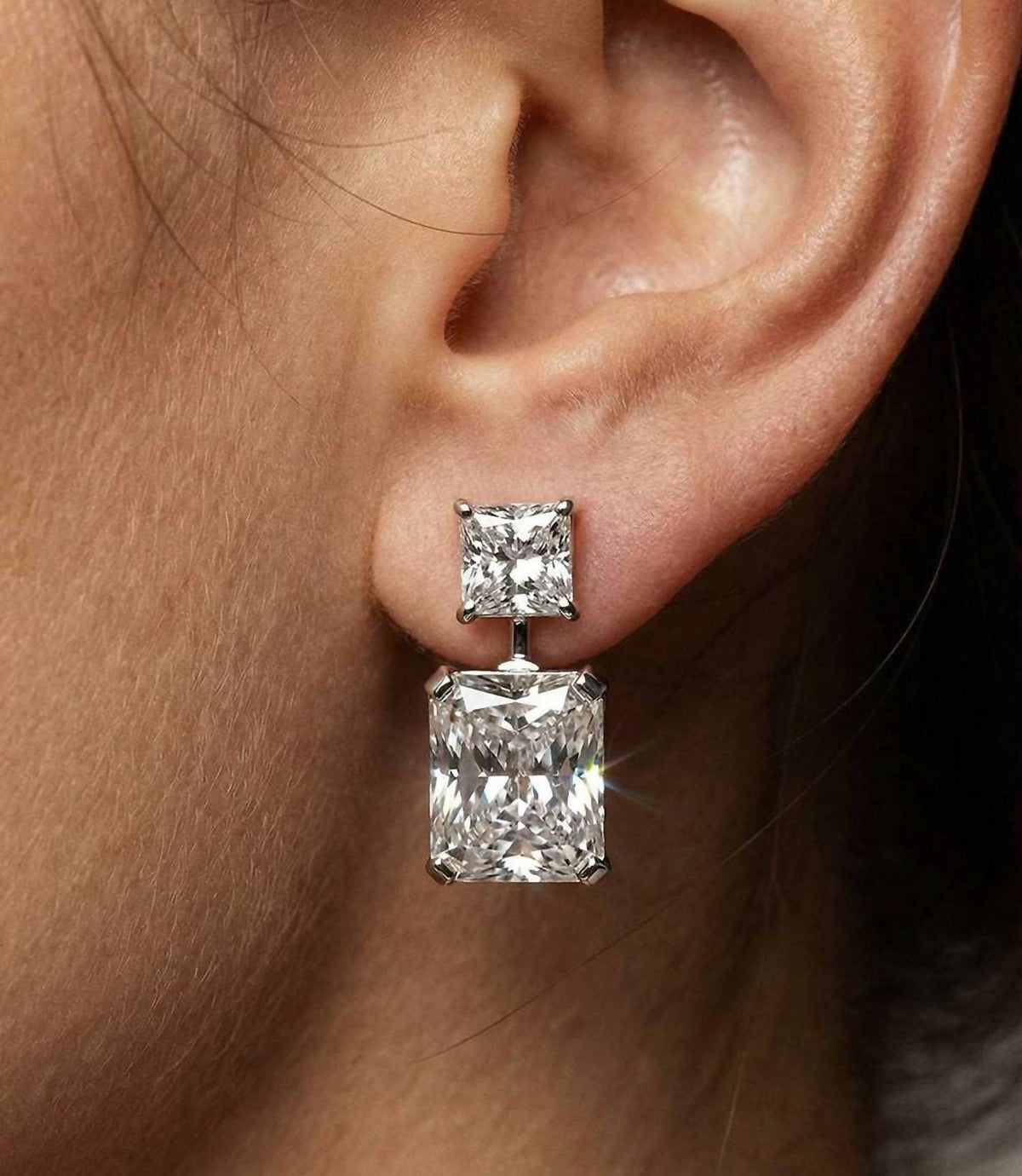 Marlyn Schiff - Women's Princess Cut Drop Earrings