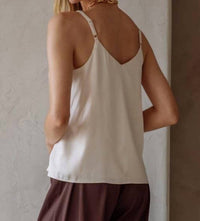 SKIES ARE BLUE Recycled Double Strap Cami Top in shell - women's shirt - detail view