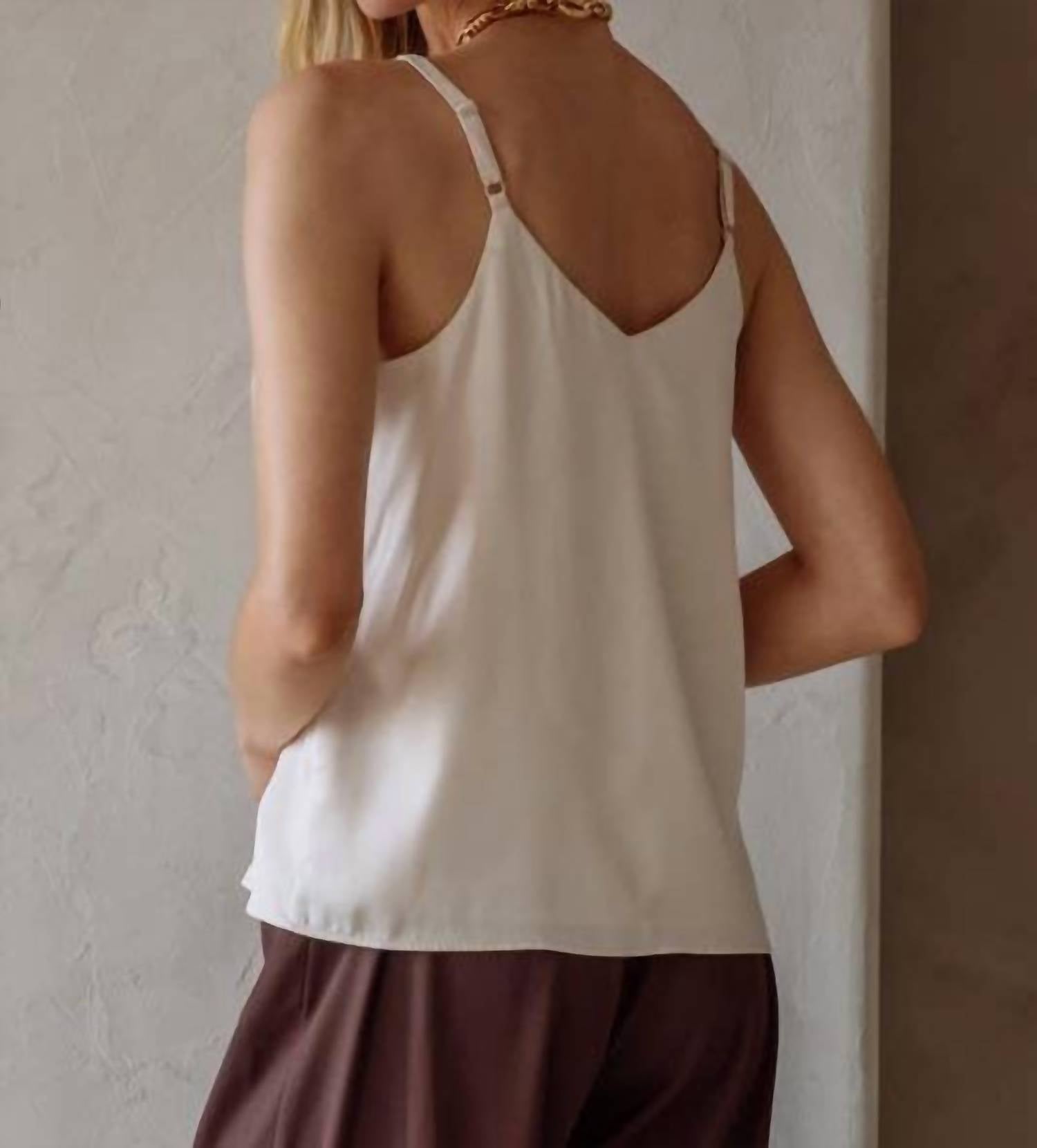 SKIES ARE BLUE Recycled Double Strap Cami Top in shell - women's shirt - detail view