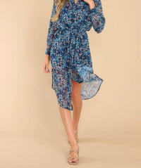 Meet Me In Santorini - Button Closure Shirt Midi Dress