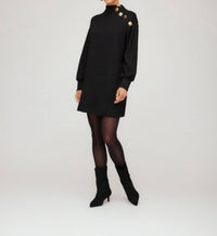 Fifteen Twenty Brenna Mock Neck Dress in black 1 - women's dress - alternate view