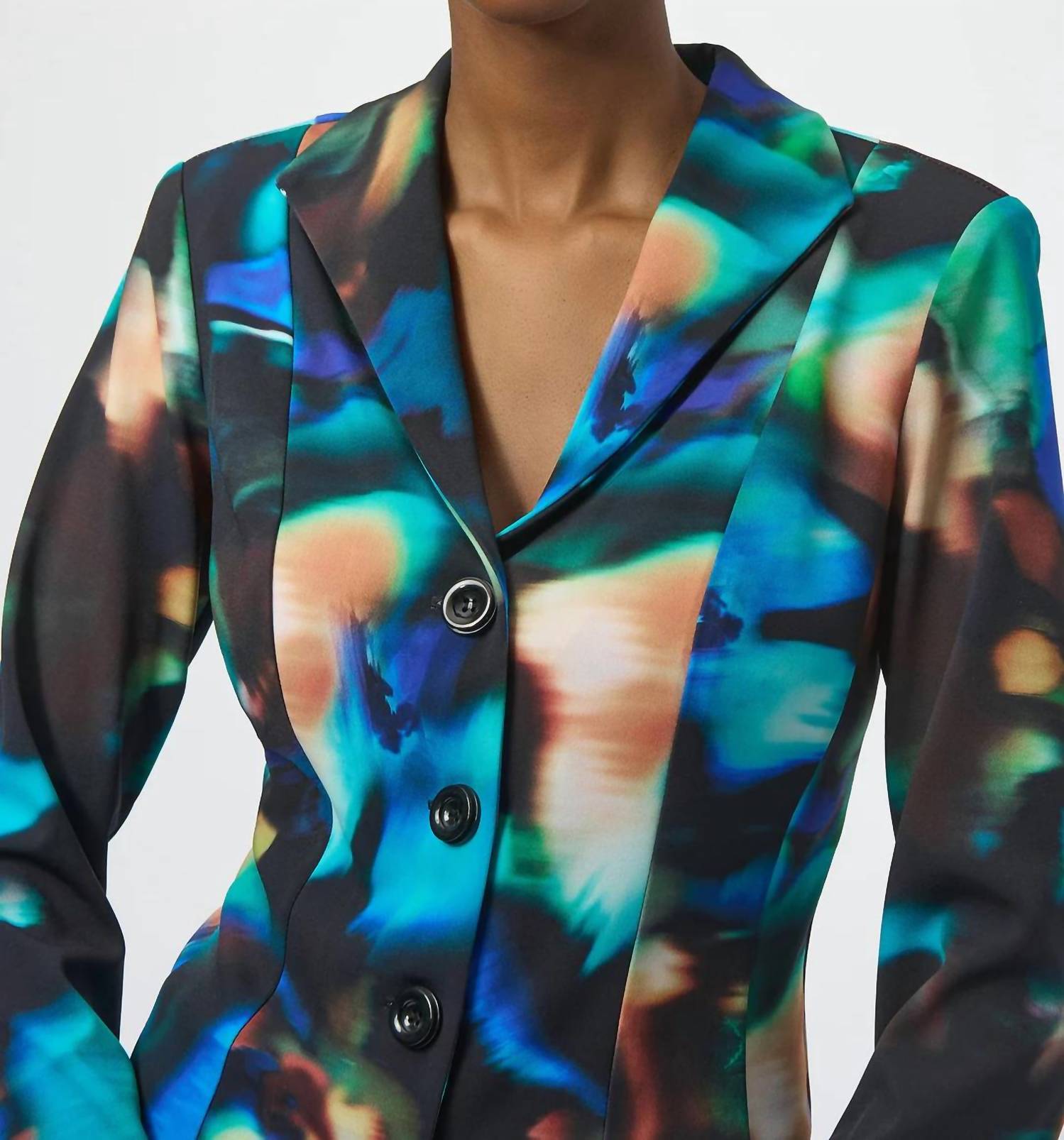 Joseph Ribkoff - Abstract Print Long Sleeves Fitted Blazer