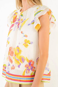 Thml - Short Ruffled Sleeve Floral Top