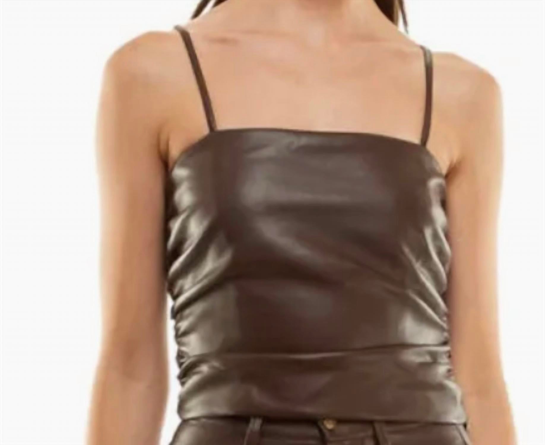 Wayf - Rodeo Drive Faux Leather Crop Tank Top