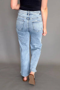 Risen - Tummy Control High Rise Crop Wide Leg Jeans