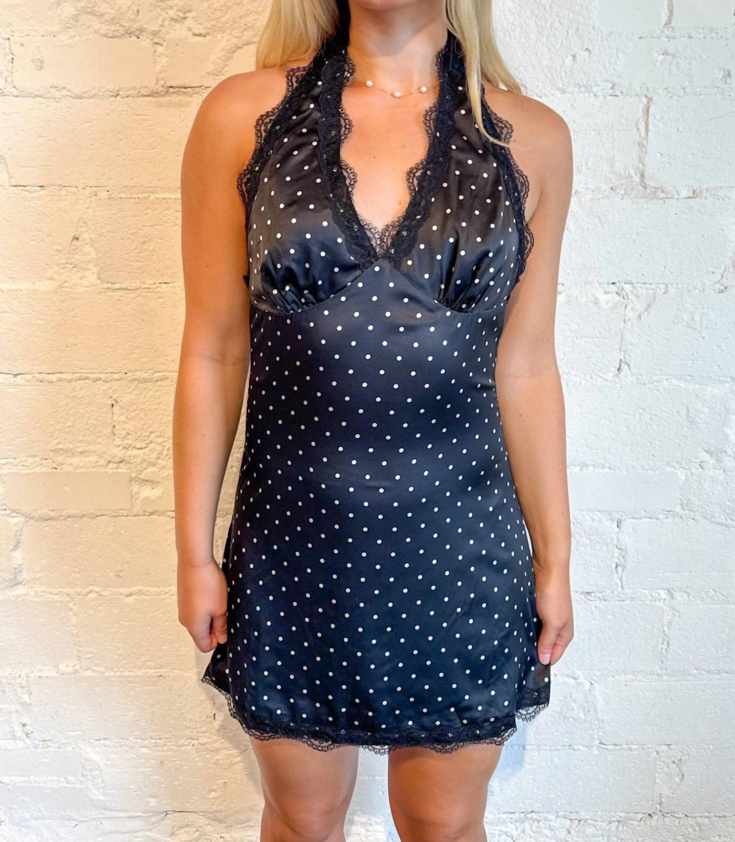 Sky To Moon - Lace Trim Polka Dot Dress