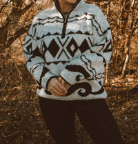 LE LIS Snuggle Up Oversized Quarter Zip Sweater in black - women's top - alternate view