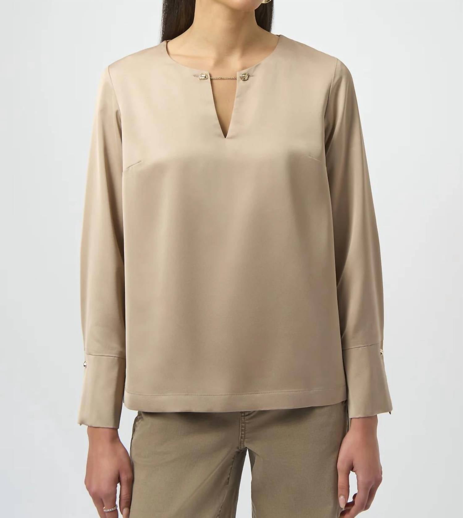 Joseph Ribkoff - Keyhole Neckline Long Sleeves Top