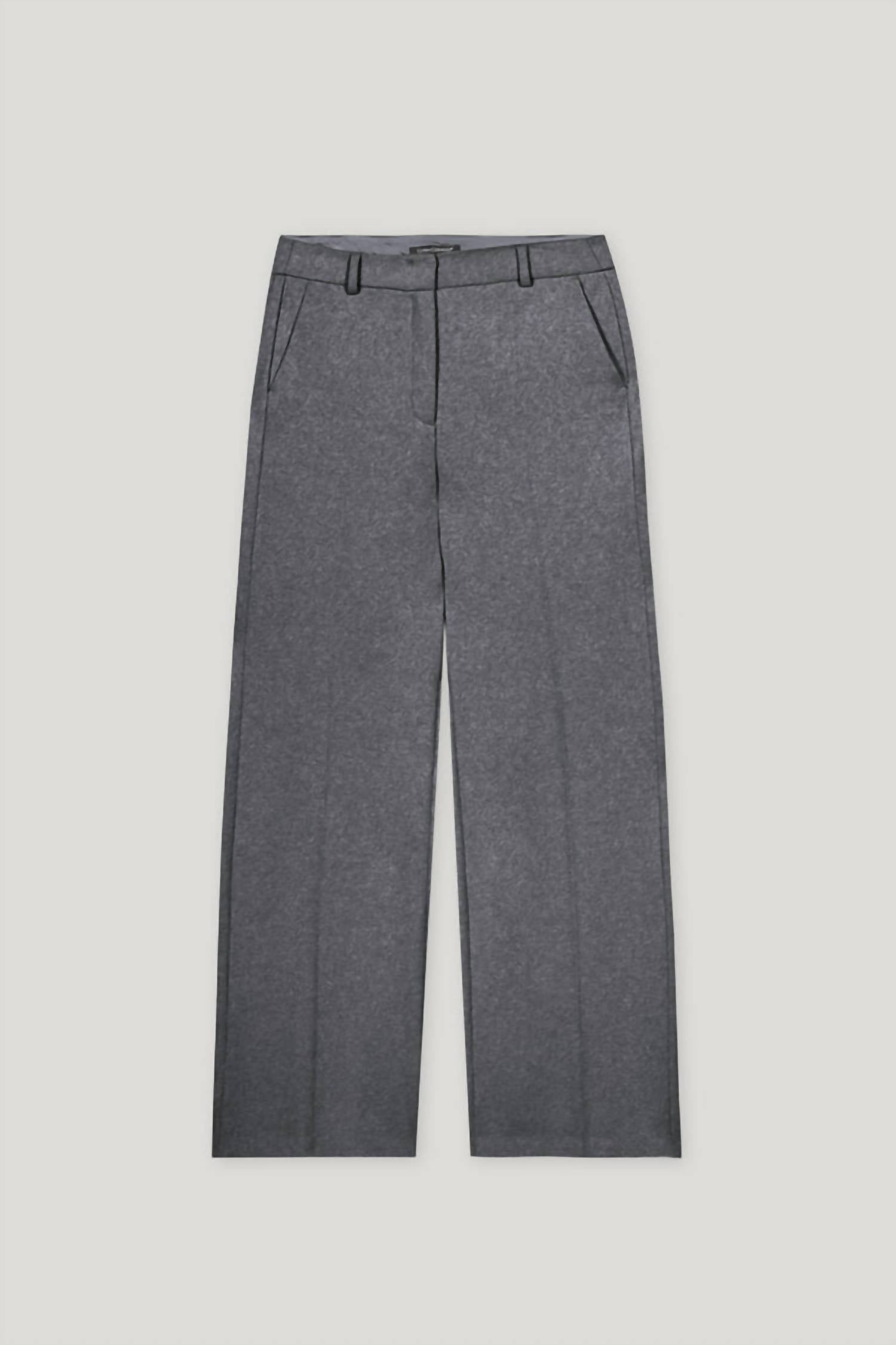 LUISA CERANO Flannel Wide Leg Pant in dark grey melange - women's pants - view 5