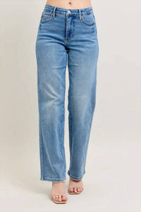 Judy Blue - Women's Mid Rise Tummy Control Vintage Wash Straight Leg Jeans