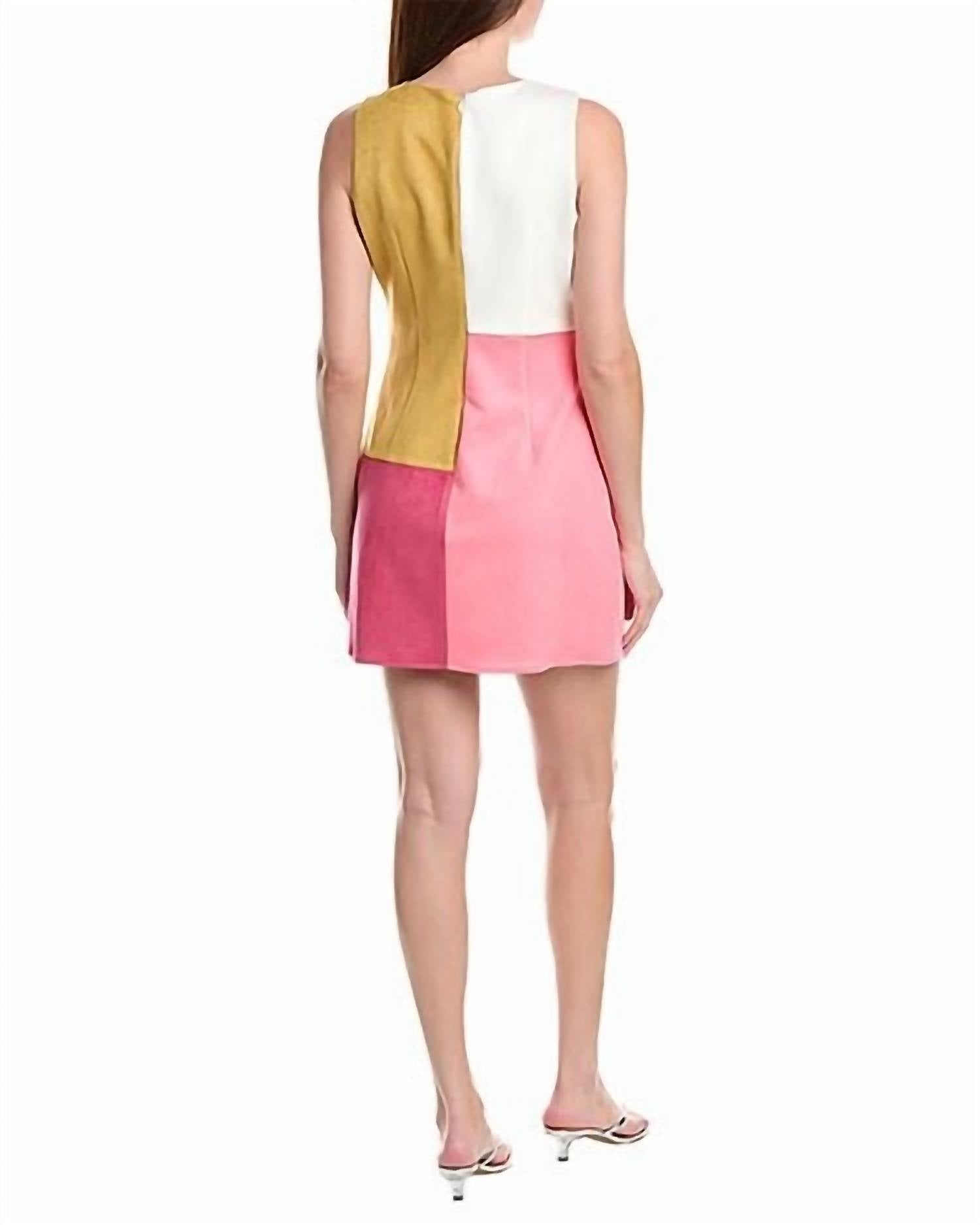 Flora Bea Ellis Mini Dress in color block - women's dress - detail view