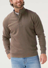 The Normal Brand Puremeso Everyday Button Pullover in taupe - men's long sleeve top