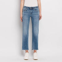 FLYING MONKEY Mid Rise Crop Straight Jean in stately - women's jeans