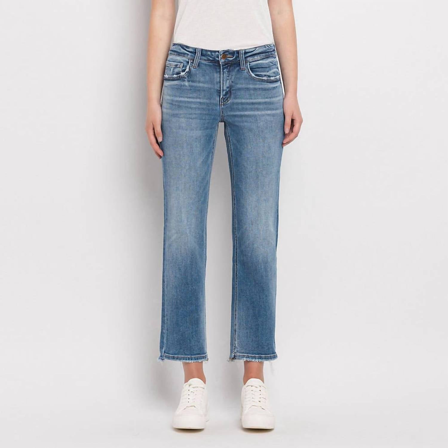 FLYING MONKEY Mid Rise Crop Straight Jean in stately - women's jeans