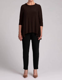 Sympli Flounce top with wide funnel collar in chocolate - women's long sleeve top - view 9