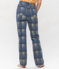 Judy Blue - High Waist Plaid Vintage Look Straight Leg Jeans