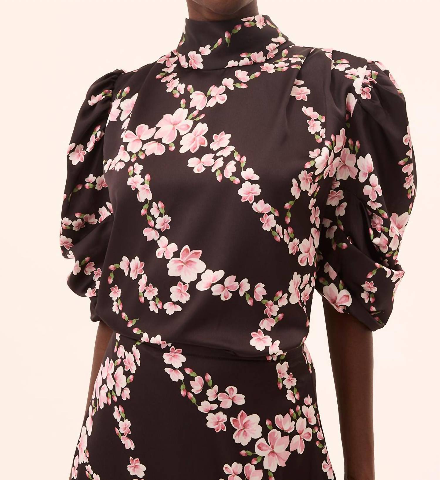 Misa Los Angeles Luella Satin Top in chained blossom - women's blouse