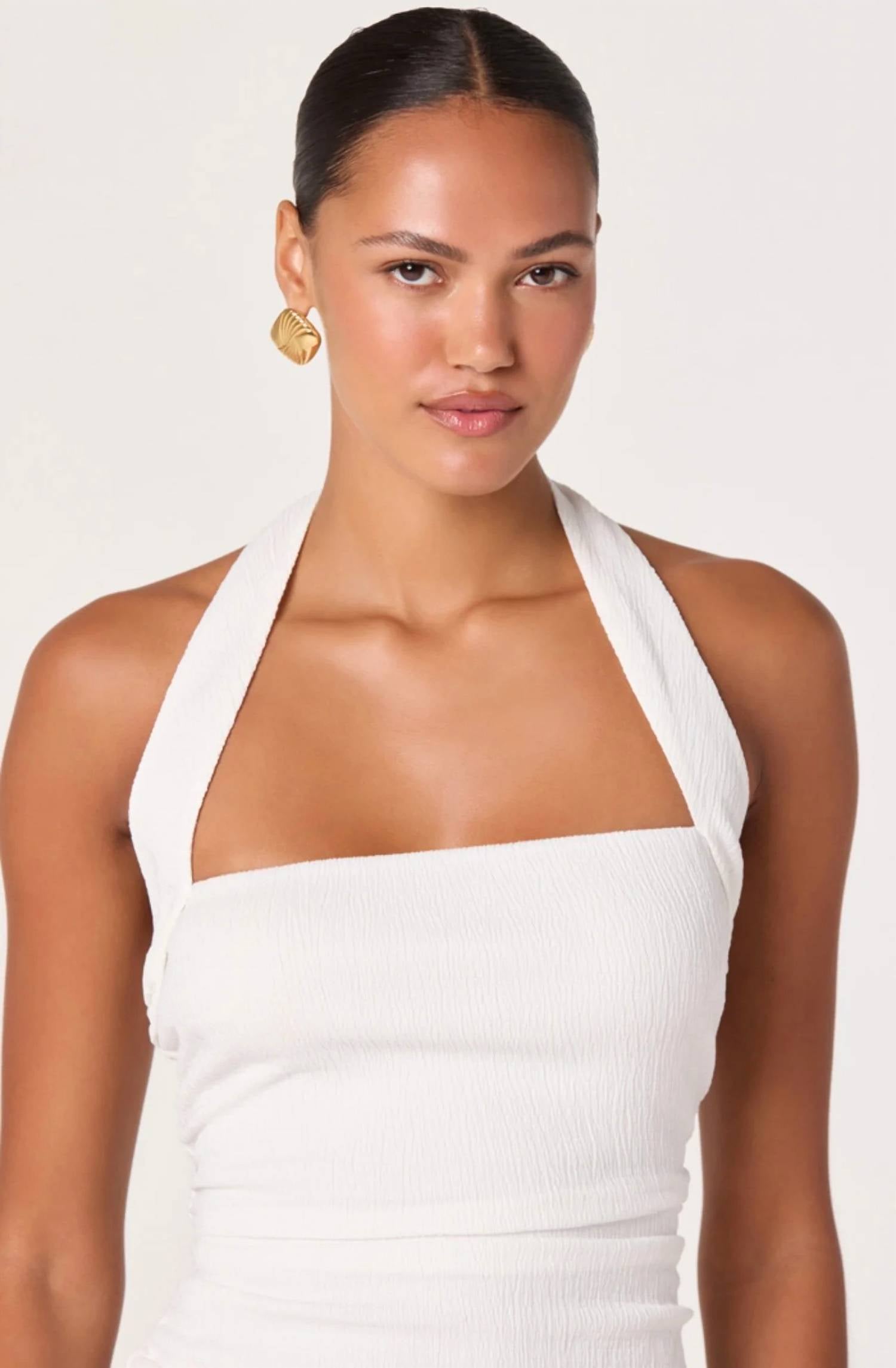 Astr - Tate Knit Ruched Halter Top