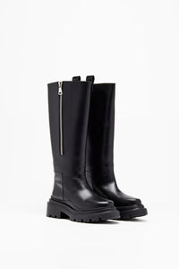 Plan C - Women's Chunky Sole Leather Boots