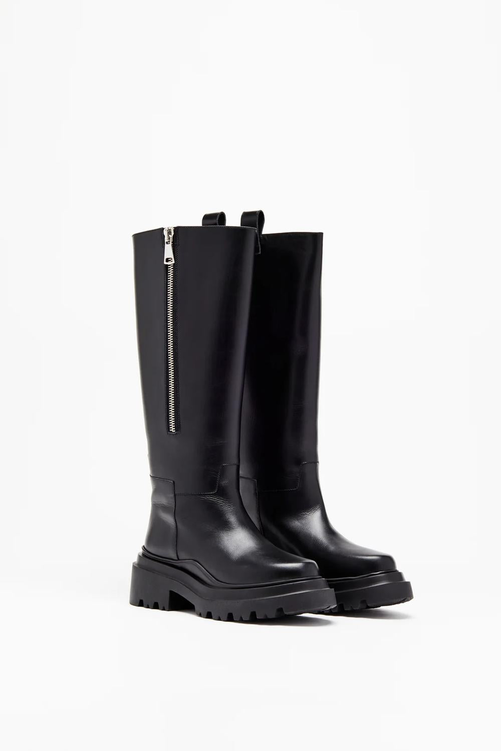 Plan C - Women's Chunky Sole Leather Boots