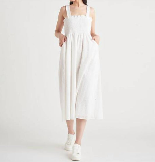 Smocked Eyelet Midi Dress